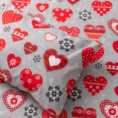 Σετ Σεντόνια Μονά 2 τμχ (160x240) Καρδιές Γκρι Borea