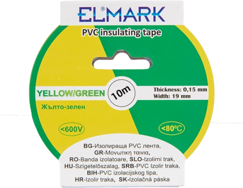 INSULATING TAPE 10mx19mm YELLOW/GREEN