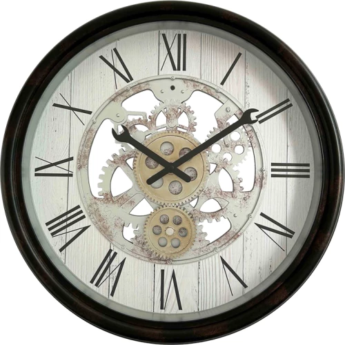 Ρολόι τοίχου Rabby Inart σε μαύρη αντικέ απόχρωση Φ45.3x6.5εκ