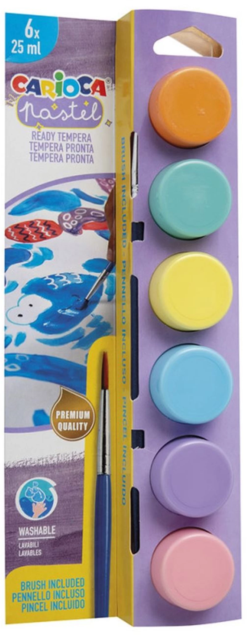 Carioca Τέμπερα Ζωγραφικής Pastel 25ml x6 Χρώματα με Πινέλο 40485