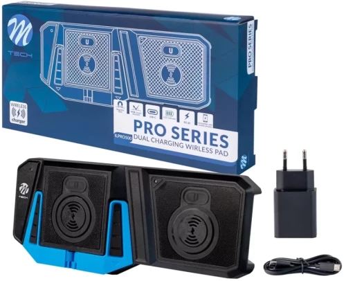 ΠΑΝΕΛ ΑΣΥΡΜΑΤΗΣ ΦΟΡΤΙΣΗΣ ΚΙΝΗΤΟΥ 2 ΘΕΣΕΩΝ ΜΕ ΟΙΚΙΑΚΗ ΠΡΙΖΑ PD 20W & ΚΑΛΩΔΙΟ USB TYPE-C  M-TECH - 1 τεμ. ILPRO500/MT