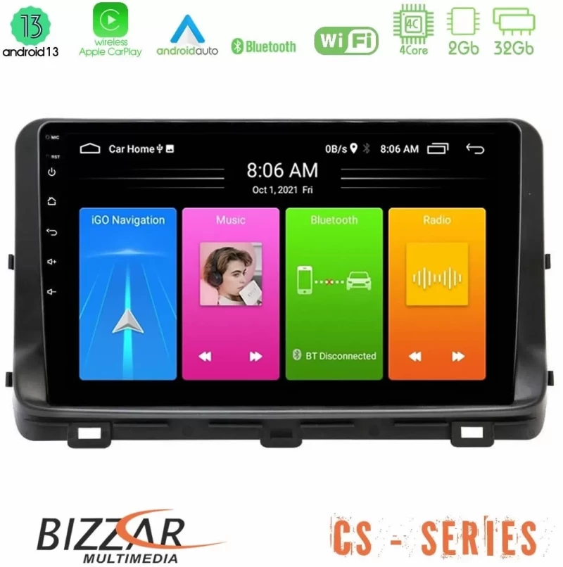 Bizzar CS Series 4Core Android13 2+32GB Kia Ceed 2018-2023 Navigation Multimedia Tablet 9" U-CS-KI1259