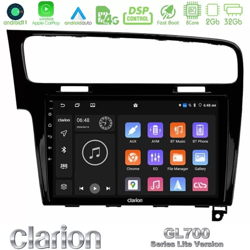 Clarion GL700 Lite Series 8Core Android11 2+32GB VW GOLF 7 Navigation Multimedia Tablet 10" Με Carplay & Android Auto U-G72L-VW0003PB