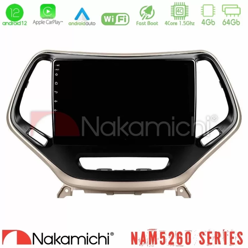 Nakamichi NAM5260 Series 4Core Android12 4+64GB Jeep Cherokee 2014-2019 Navigation Multimedia Tablet 9" Με Carplay & Android Aut U-N44-JP0077