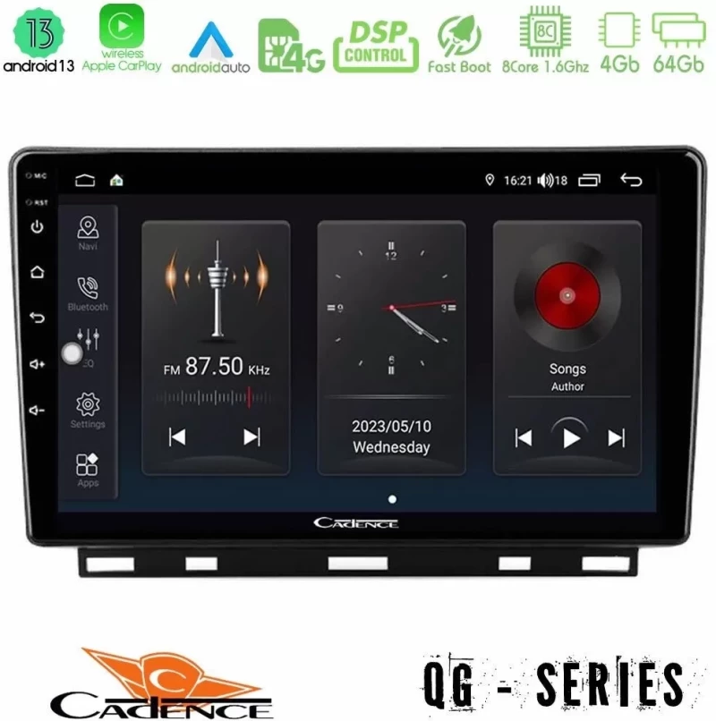 Cadence QG Series 8Core Android13 4+64GB Renault Clio 5 2020-2024 Navigation Multimedia Tablet 9" U-QG-RN1389