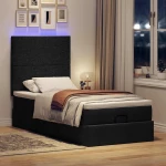 Οθωμανικό κρεβάτι με στρώμα & LEDs Μαύρο 80x200cm ύφασμα Μαύρο 3313880