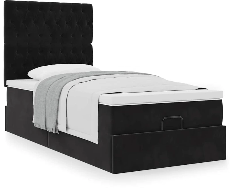 Οθωμανικό κρεβάτι με στρώματα Μαύρο 80x200cm Velvet Μαύρο 3313507