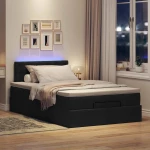 Οθωμανικό κρεβάτι με στρώμα & LEDs Μαύρο 120x190 cm Ύφασμα Μαύρο 3312459