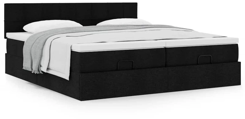 Οθωμανικό κρεβάτι με στρώματα Μαύρο 160x200cm Ύφασμα Μαύρο 3311989