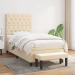 Κρεβάτι Boxspring με Στρώμα Κρεμ 80 x 200 εκ. Υφασμάτινο Κρεμ 3136794