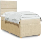 Κρεβάτι Boxspring με Στρώμα Κρεμ 100 x 200 εκ. Υφασμάτινο Κρεμ 3291972