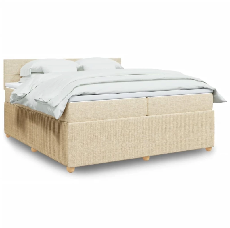 Κρεβάτι Boxspring με Στρώμα Κρεμ 200x200 εκ. Υφασμάτινο Κρεμ 3287568