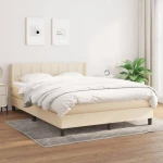 Κρεβάτι Boxspring με Στρώμα Κρεμ 140x190 εκ. Υφασμάτινο Κρεμ 3129710