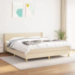 Κρεβάτι Boxspring με Στρώμα Κρεμ 160x200 εκ. Υφασμάτινο Κρεμ 3130366