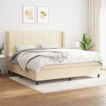 Κρεβάτι Boxspring με Στρώμα Κρεμ 200x200 εκ. Υφασμάτινο Κρεμ 3127994