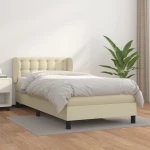 Κρεβάτι Boxspring με Στρώμα Κρεμ 100x200εκ. από Συνθετικό Δέρμα Κρεμ 3127297