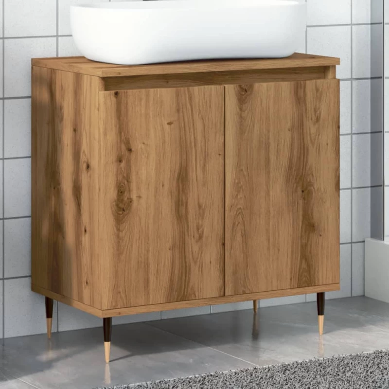 Ντουλάπι μπάνιου Δρυς τεχνίτης 58x33x60 cm Κατασκευασμένο ξύλο Καφέ 857215