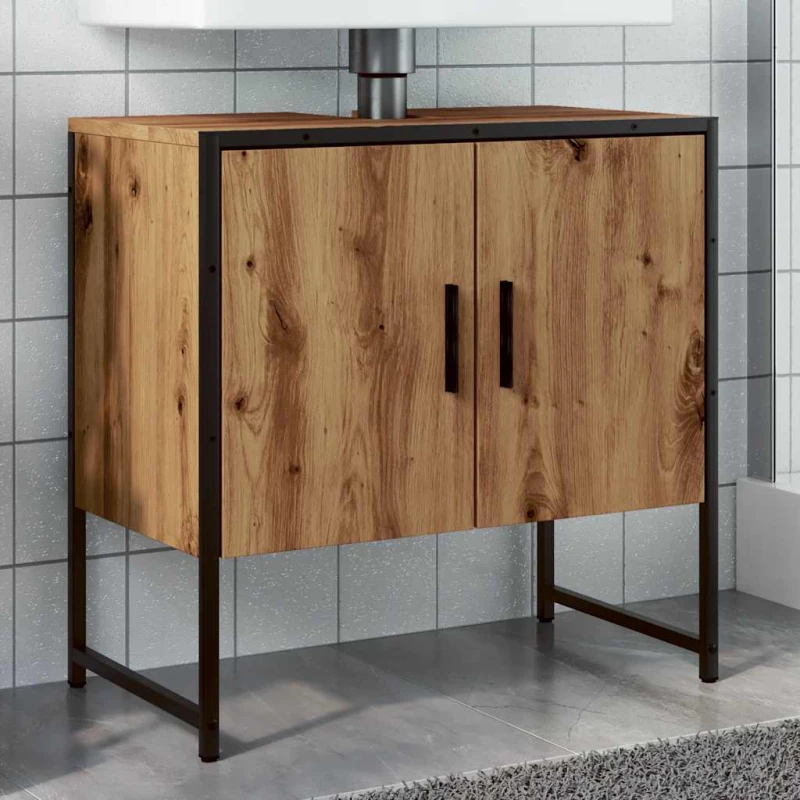 Ντουλάπι Νιπτήρα Μπάνιου Αρτισιανή Δρυς 60x33x60 εκ. Επεξ. Ξύλο Καφέ 857703