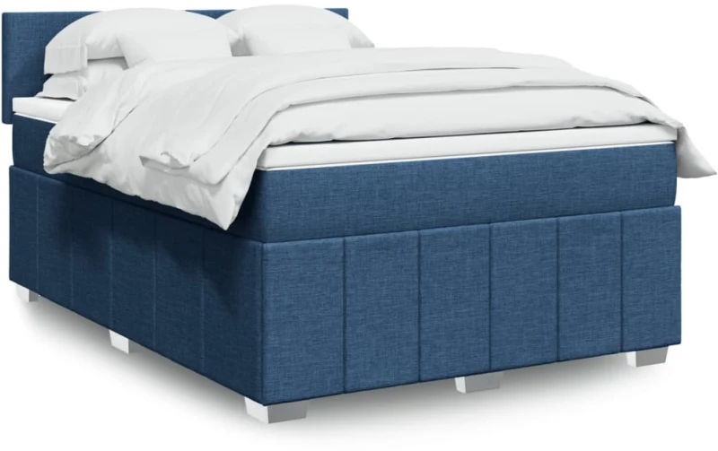 Κρεβάτι Boxspring με Στρώμα Μπλε 160x200 εκ. Υφασμάτινο Μπλε 3289418