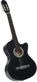 Κιθάρα Western Classical Cutaway Μαύρη με Ισοσταθμιτή 6 Χορδές Μαύρο 70138