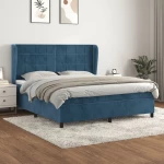 Κρεβάτι Boxspring με Στρώμα Σκούρο Μπλε 160x200 εκ. Βελούδινο Μπλε 3129223