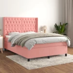 Κρεβάτι Boxspring με Στρώμα Ροζ 140x200 εκ. Βελούδινο Ροζ 3132866