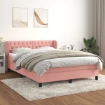 Κρεβάτι Boxspring με Στρώμα Ροζ 140x200 εκ. Βελούδινο Ροζ 3127678