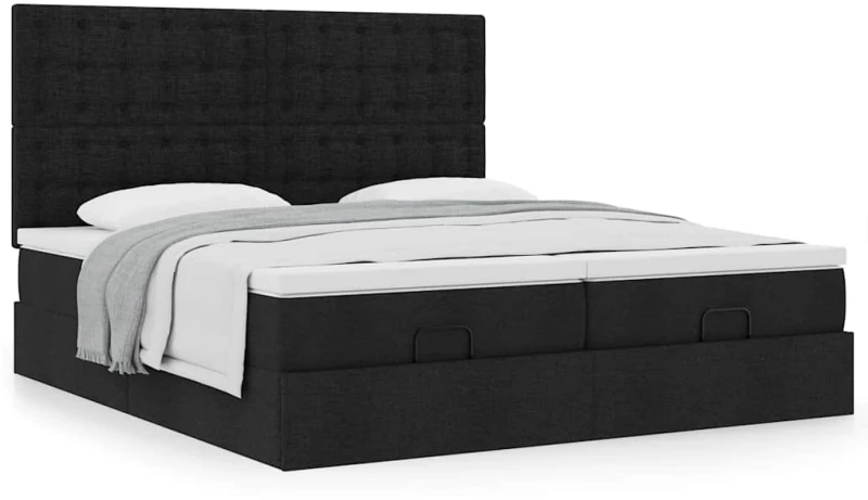 Οθωμανικό κρεβάτι με στρώματα Μαύρο 160x200cm Ύφασμα Μαύρο 3313729