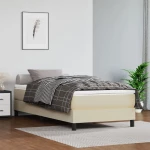 Κρεβάτι Boxspring με Στρώμα Κρεμ 90x200 εκ. από Συνθετικό Δέρμα Κρεμ 3144239