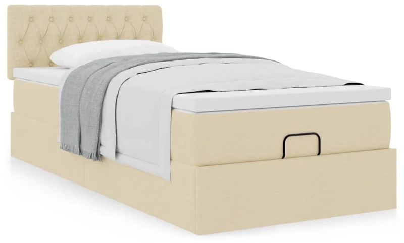 Οθωμανικό κρεβάτι με στρώμα Cream 90x200cm ύφασμα Κρεμ 3311516