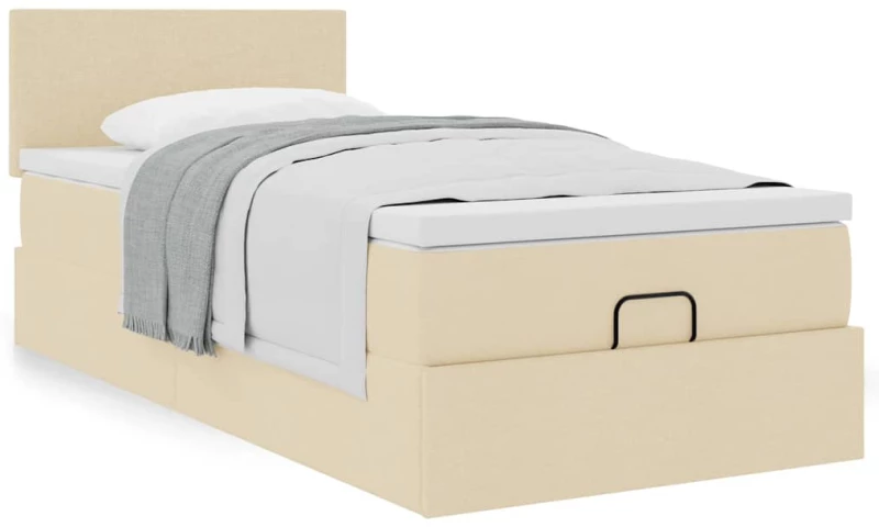 Οθωμανικό κρεβάτι με στρώμα Cream 90x200cm ύφασμα Κρεμ 3311350