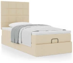 Οθωμανικό κρεβάτι με στρώμα Cream 100x200cm ύφασμα Κρεμ 3313138