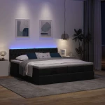 Οθωμανικό κρεβάτι με στρώματα & LEDs Μαύρο 200x200cm ύφασμα Μαύρο 3312873