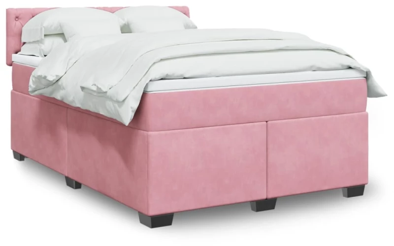 Κρεβάτι Boxspring με Στρώμα Ροζ 160x200 εκ. Βελούδινο Ροζ 3286365