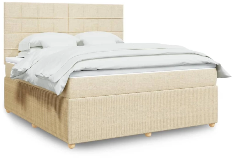 Κρεβάτι Boxspring με Στρώμα Κρεμ 180x200 εκ. Υφασμάτινο Κρεμ 3294440