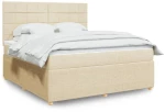 Κρεβάτι Boxspring με Στρώμα Κρεμ 180x200 εκ. Υφασμάτινο Κρεμ 3294440