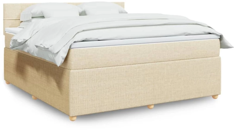 Κρεβάτι Boxspring με Στρώμα Κρεμ 180x200 εκ. Υφασμάτινο Κρεμ 3289840