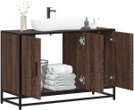 ντουλάπι νιπτήρα μπάνιου καφέ δρυς 90x33x60 cm Καφέ δρυς 849273