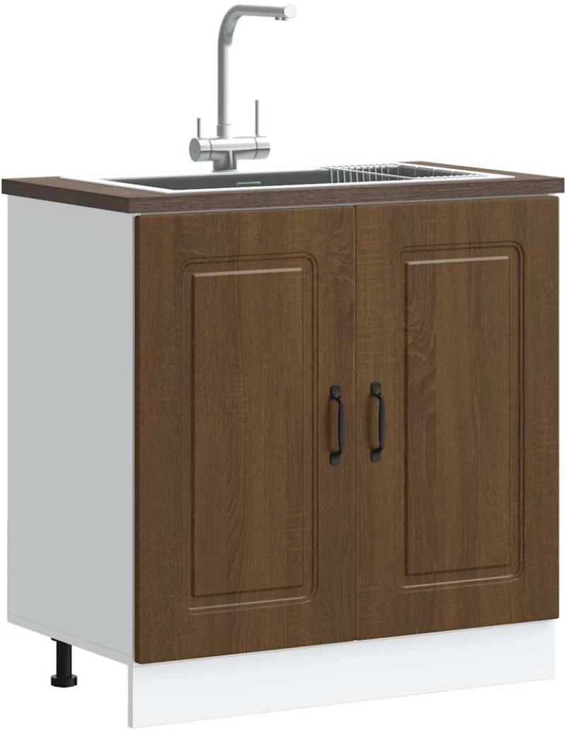Ντουλάπι βάσης νεροχύτη "Kalmar" Καφέ δρυς 80x46x81,5 cm Καφέ δρυς 853454