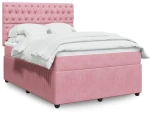 Κρεβάτι Boxspring με Στρώμα Ροζ 140x190 εκ. Βελούδινο Ροζ 3294645