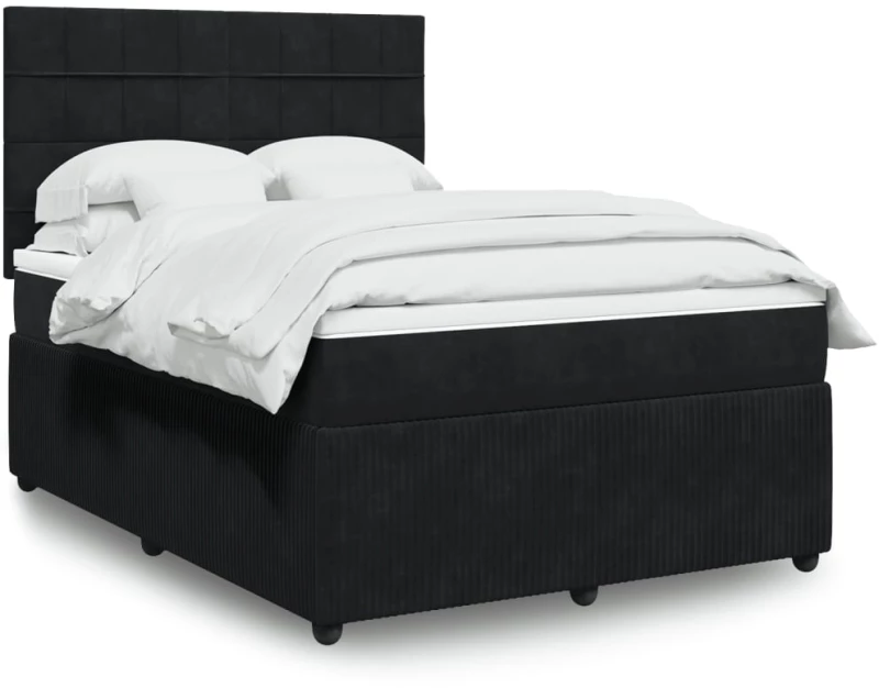 Κρεβάτι Boxspring με Στρώμα Μαύρο 140x190 εκ. Βελούδινο Μαύρο 3294636