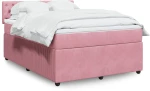 Κρεβάτι Boxspring με Στρώμα Ροζ 140x190 εκ. Βελούδινο Ροζ 3290045