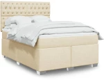 Κρεβάτι Boxspring με Στρώμα Κρεμ 140x190 εκ. Υφασμάτινο Κρεμ 3290495