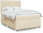 Κρεβάτι Boxspring με Στρώμα Κρεμ 140x190 εκ. Υφασμάτινο Κρεμ 3290488