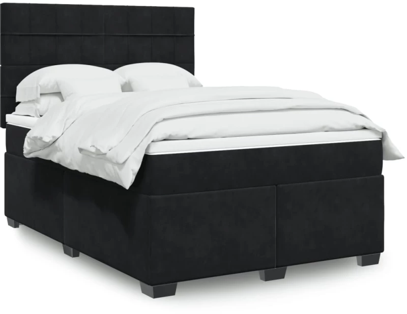 Κρεβάτι Boxspring με Στρώμα Μαύρο 140x190 εκ. Βελούδινο Μαύρο 3290908