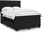 Κρεβάτι Boxspring με Στρώμα Μαύρο 140x190 εκ. Βελούδινο Μαύρο 3290908