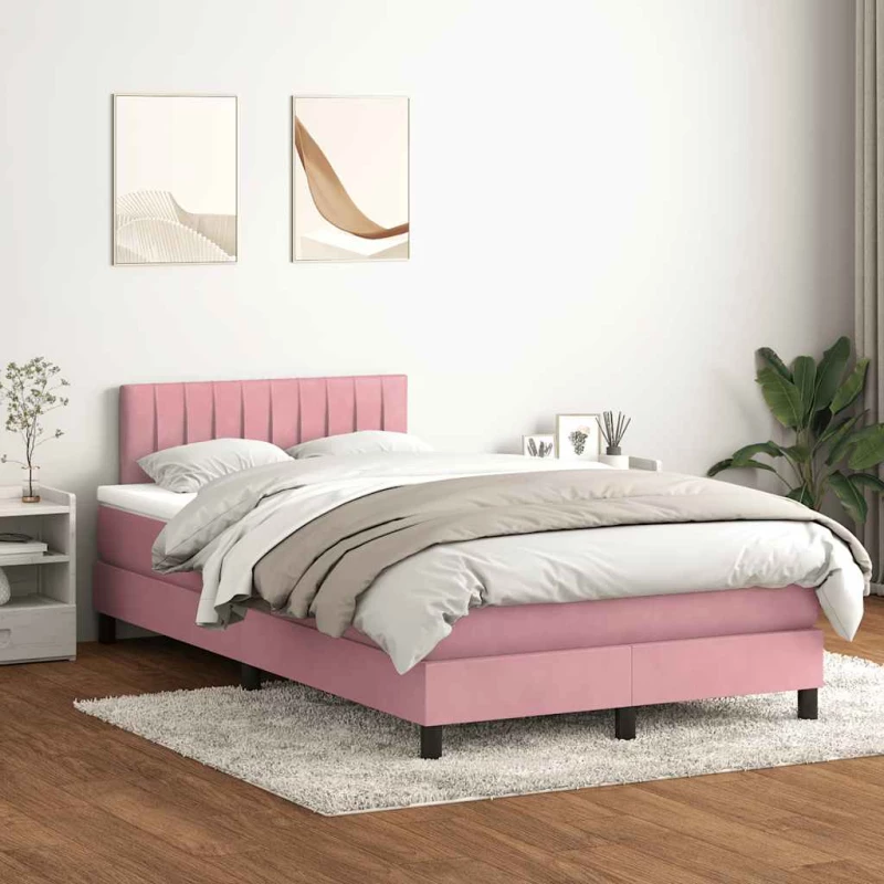 Box Spring κρεβάτι με στρώμα ροζ 120x220 cm Βελούδινο Ροζ 3317120