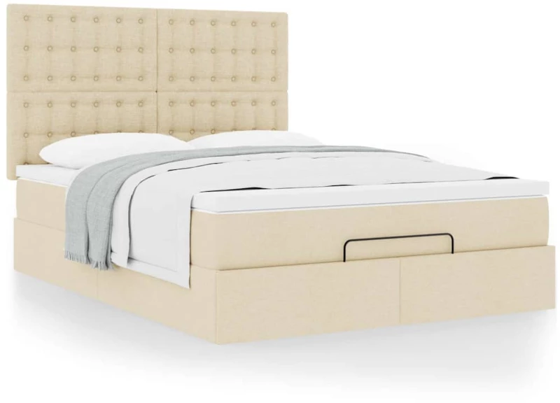 Οθωμανικό κρεβάτι με στρώμα Cream 140x190cm ύφασμα Κρεμ 3313325