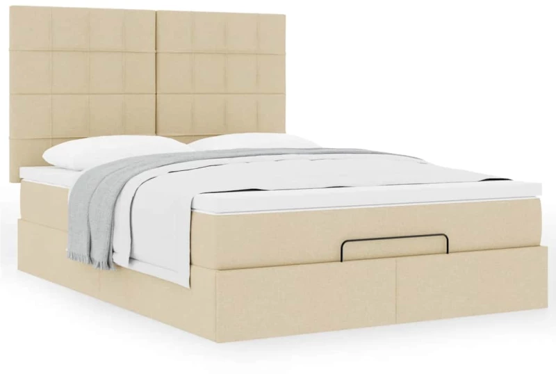 Οθωμανικό κρεβάτι με στρώμα Cream 140x200cm ύφασμα Κρεμ 3313166