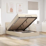 Οθωμανικό κρεβάτι με στρώμα & LEDs Cream 140x190cm Ύφασμα Κρεμ 3312393